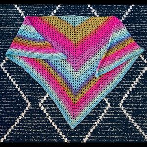 Handmade rainbow knit shawl